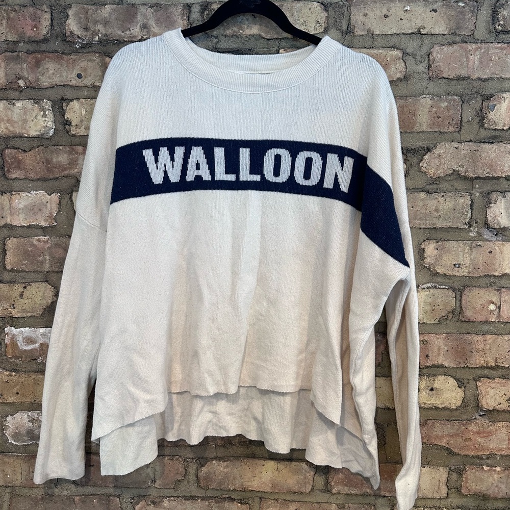 Walloon Lake Women's Cream and Navy Oversized Top